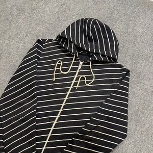 Y2K Vurt Jacket Men's Large Stained Striped Full Zip Cotton Lightweight Black